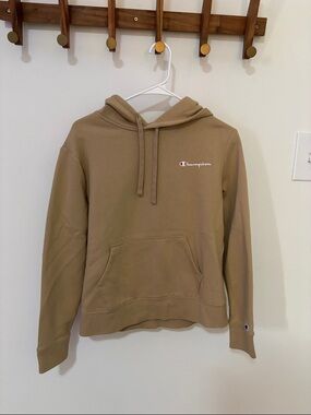 Champion unisex Tan Pullover Hoodie with Small Logo